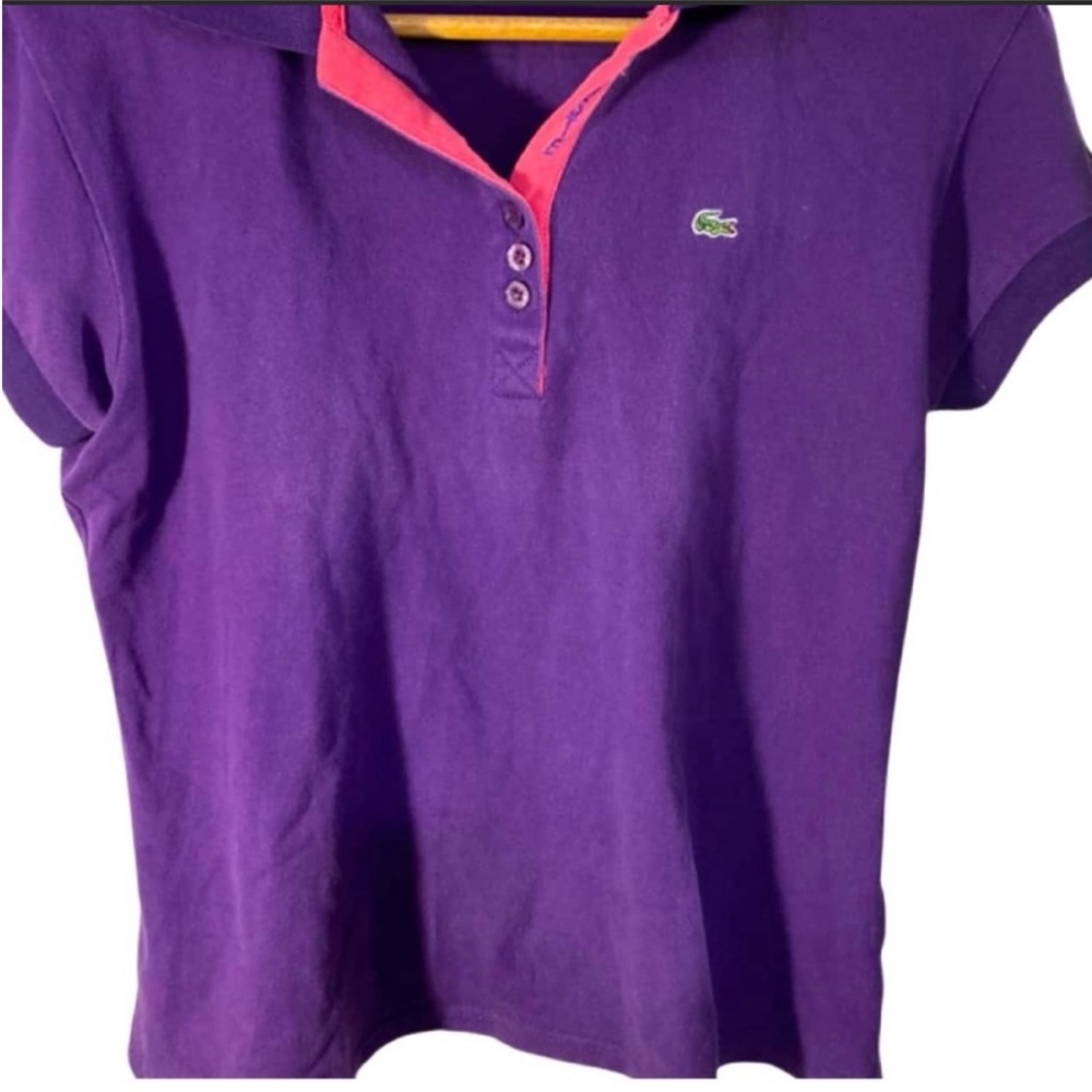 Lacoste purple women polo tee shirt | size 6 - Picture 1 of 2